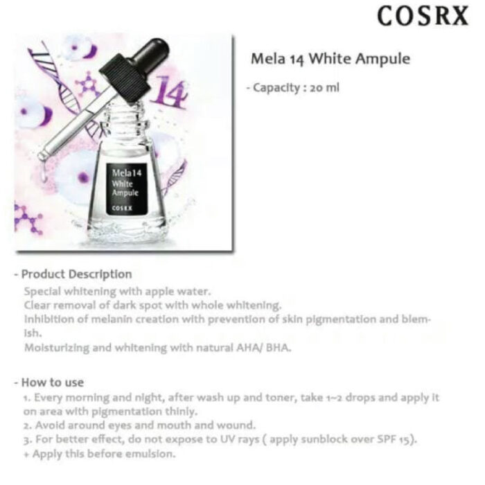 COSRX Mela 14 White Ampule 20ml 1 Fashion Skincare BD