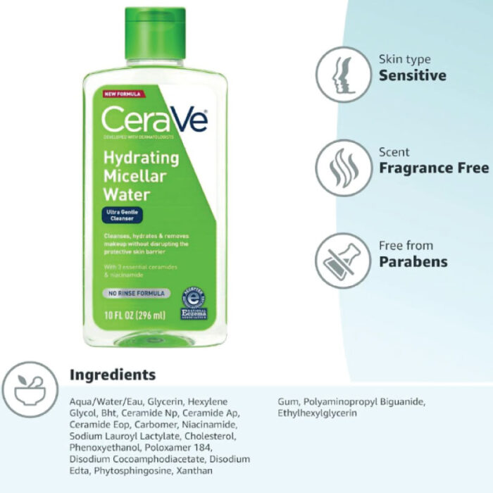 CeraVe Hydrating Micellar Water Ultra Gentle Cleanser 296ml 1 Fashion Skincare BD