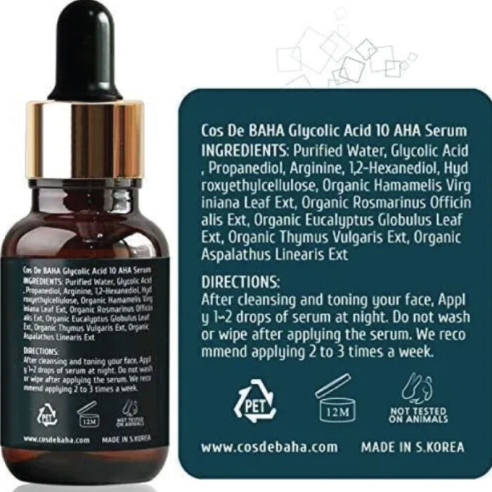 Cos De BAHA Glycolic Acid 10 AHA Serum 30ml G 3 Fashion Skincare BD