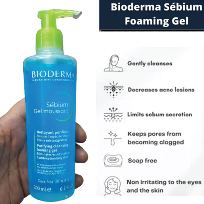 Bioderma Sebium Gel Moussant Purifying Cleansing Foaming Gel 200ml 3 Fashion Skincare BD