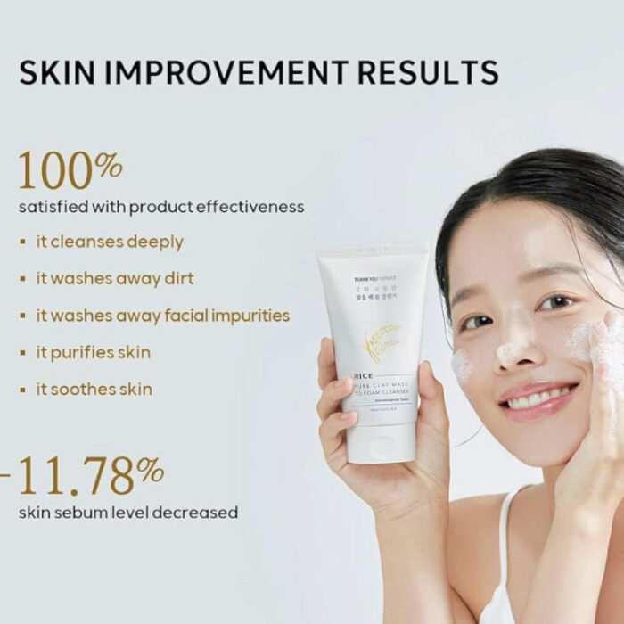 THANK YOU FARMER – Rice Pure Clay Mask to Foam Cleanser 150ml 1 Fashion Skincare BD