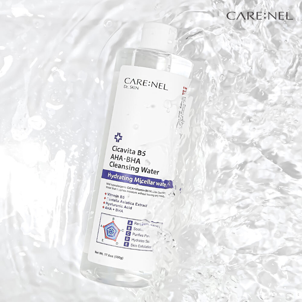 1fe1ed0d15eb0017fd9a429816402c65 CARENEL Cicavita B5 AHA BHA Cleansing Water 500g - Image 1